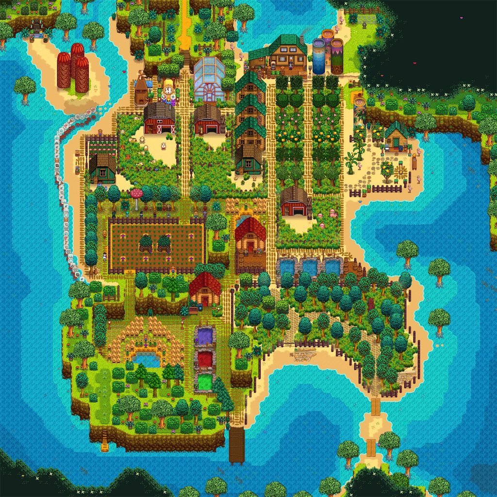 A layout image for the Beach Farm in Stardew Valley