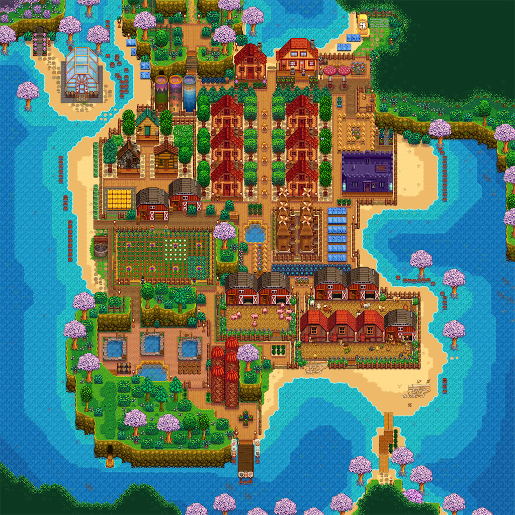 A second layout image for the Beach Farm in Stardew Valley