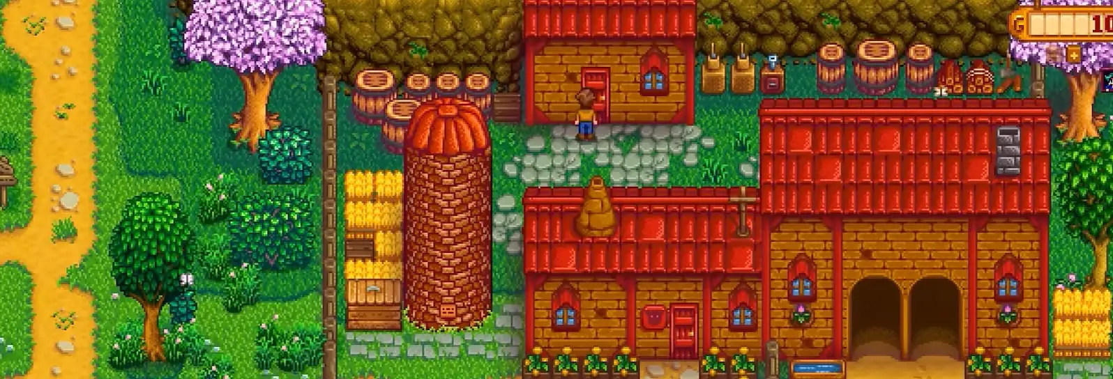 A screenshot of the new cabin behind Marnie's Ranch in Stardew Valley Expanded