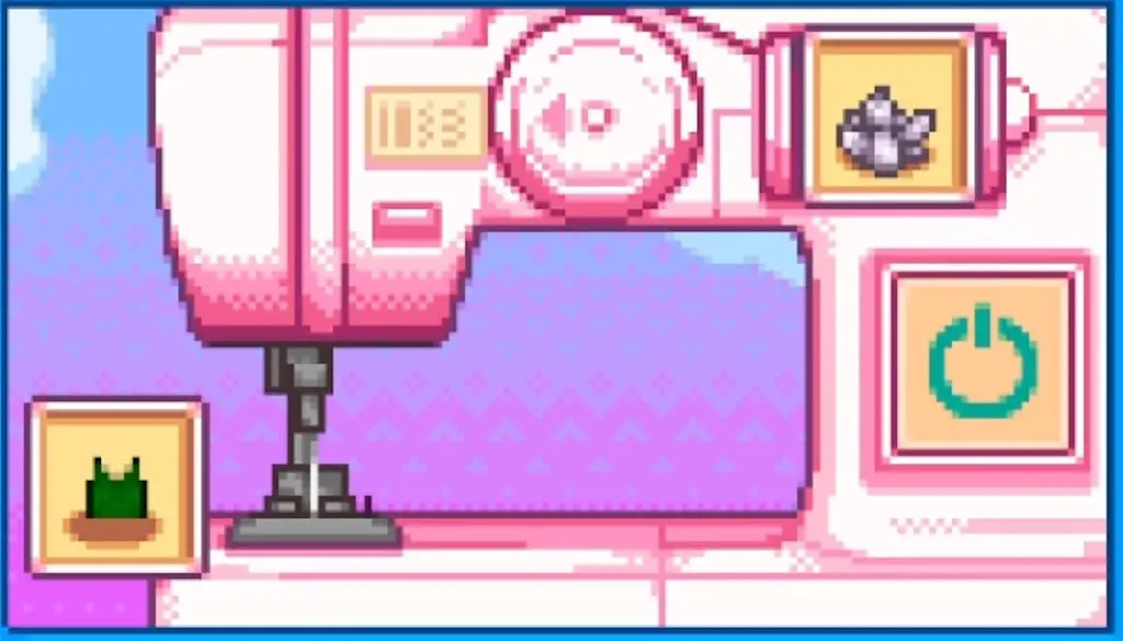Screenshot of dyeing clothes with the sewing machine in Stardew Valley