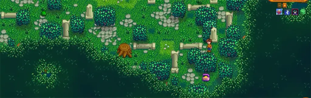 A fancy treasure chest in the Highland Ruins in Stardew Valley Expanded