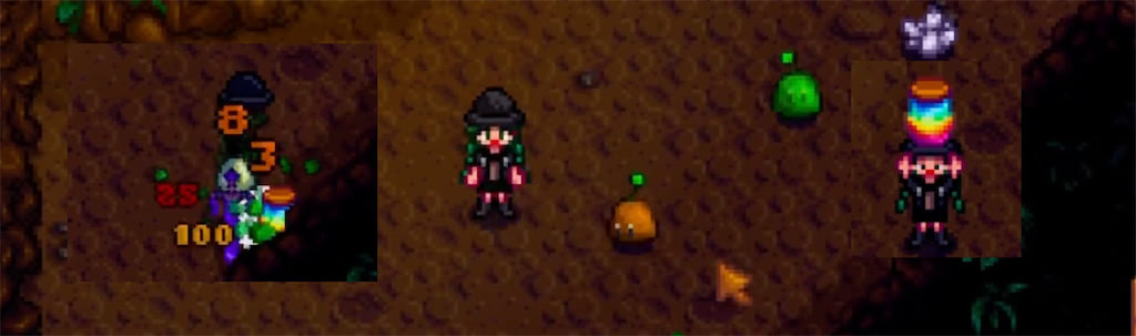 A player finding a Prismatic Slime in Stardew Valley