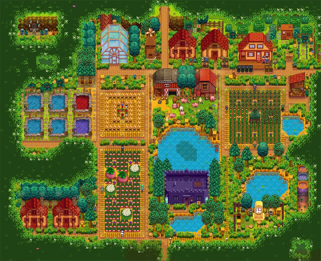 A second layout image for the Forest Farm in Stardew Valley
