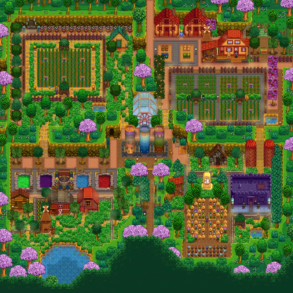 A second layout image for the Four Corners Farm in Stardew Valley