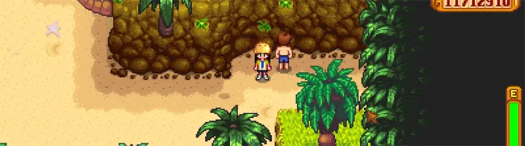 A character wearing the Golden Helmet in Stardew Valley