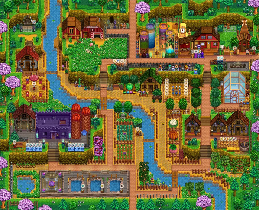 A second layout image for the Hill-top Farm in Stardew Valley