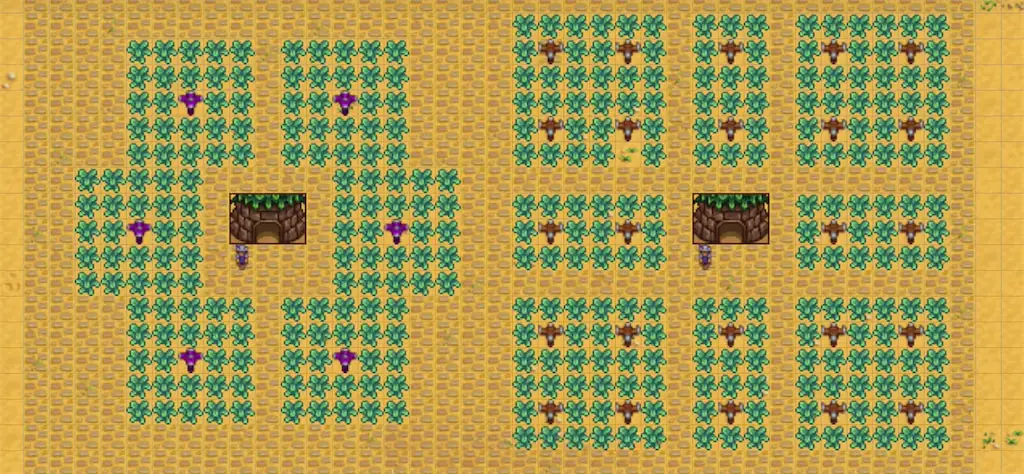 A farm layout using Iridium Sprinklers, Quality Sprinklers, and Pressure Nozzles