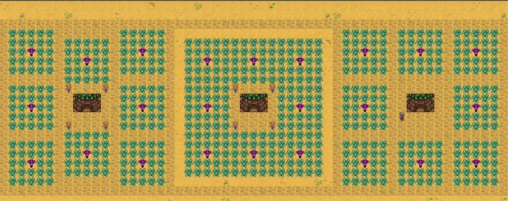 A farm layout using only Iridium Sprinklers