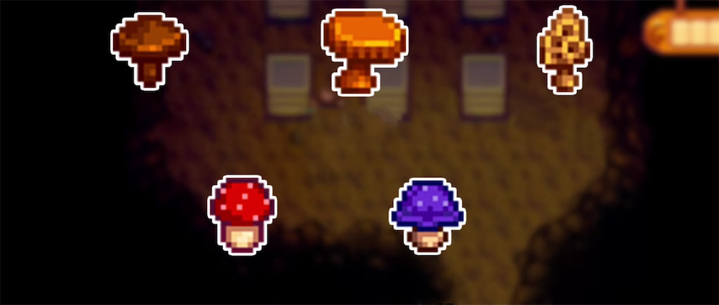 Different types of mushrooms in Stardew Valley