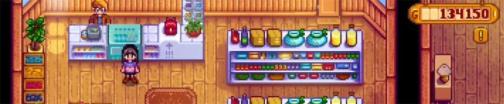 A screenshot of Pierre's shop in Stardew Valley