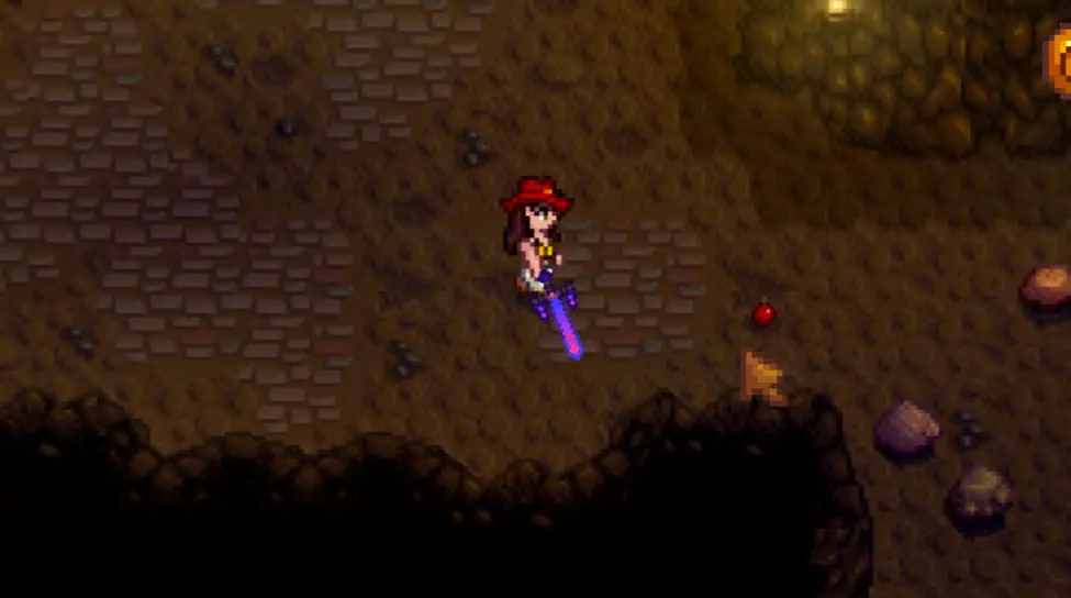 A player character using the Galaxy Sword in the Iridium Quarry