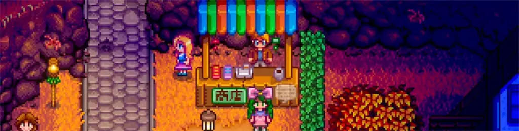 A screenshot showing the location where Rare Scarecrow 2 can be purchased in Stardew Valley