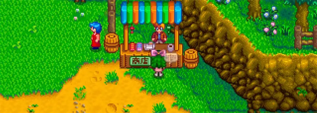 A screenshot showing the location where Rare Scarecrow 5 can be purchased in Stardew Valley