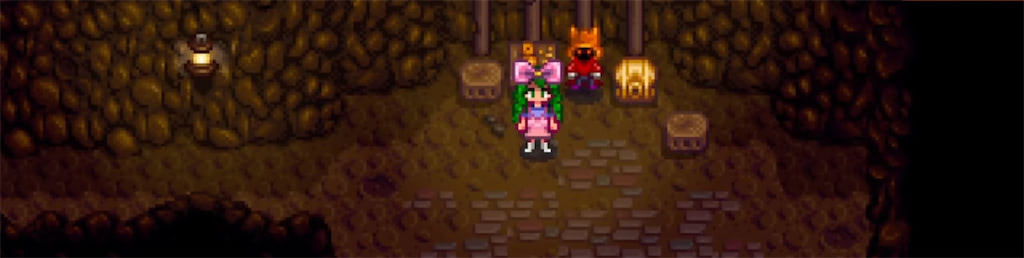 A screenshot showing the location where Rare Scarecrow 6 can be purchased in Stardew Valley