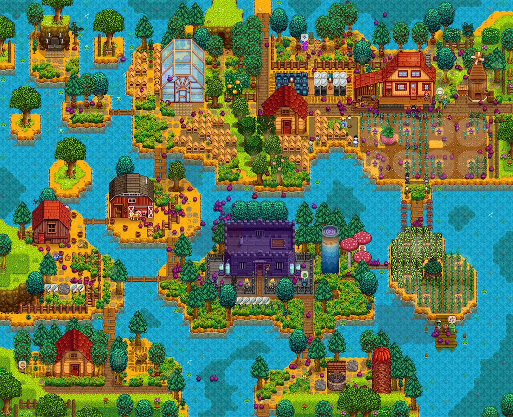 A layout image for the Riverland Farm in Stardew Valley