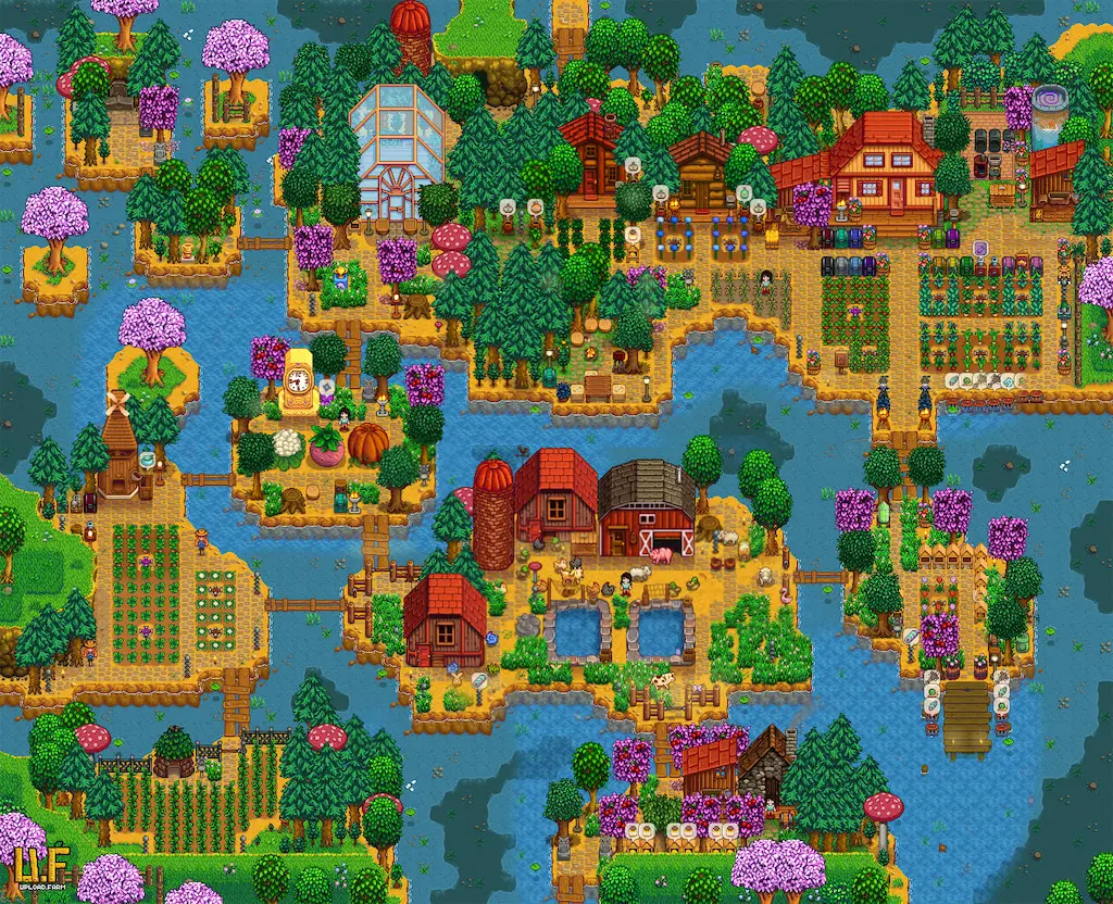 A second layout image for the Riverland Farm in Stardew Valley