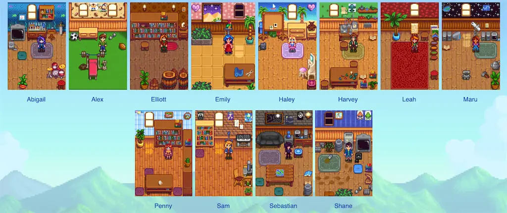 An example of a spouse's unique room in Stardew Valley