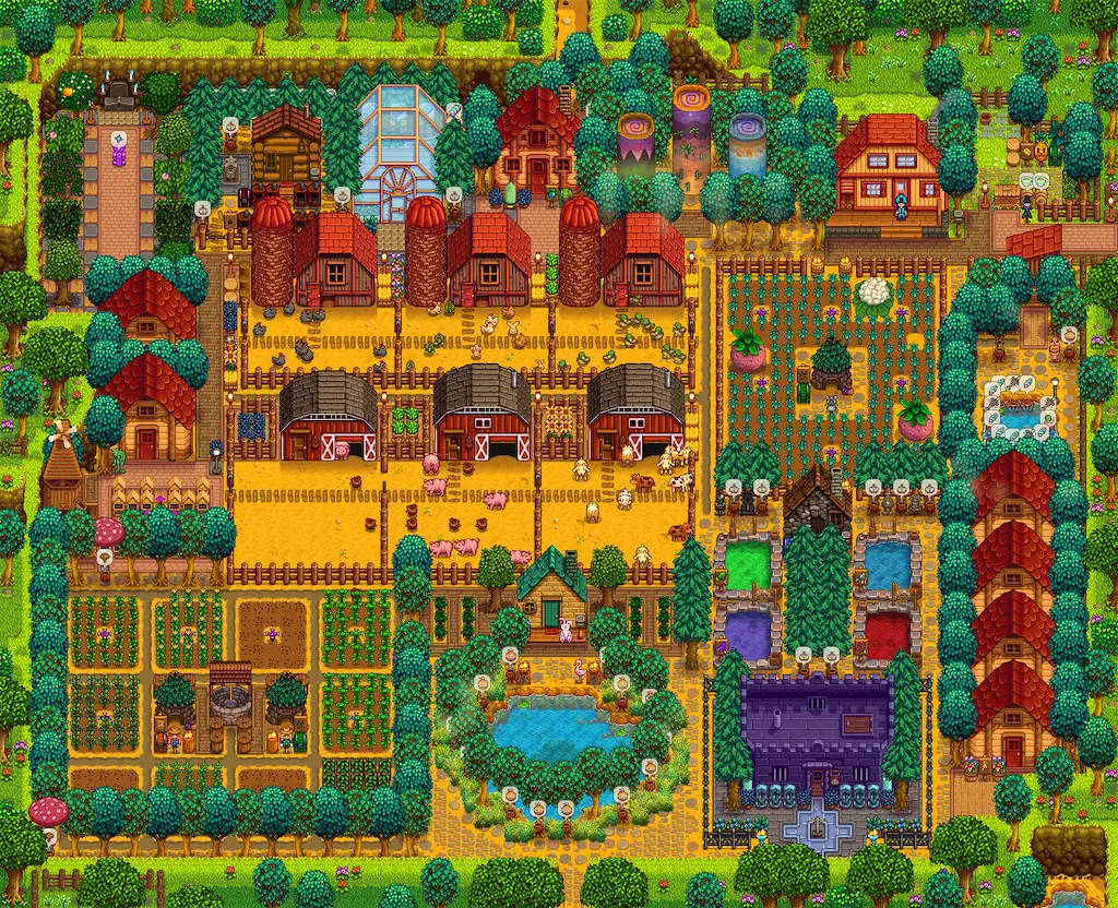 A layout image for the Standard Farm in Stardew Valley
