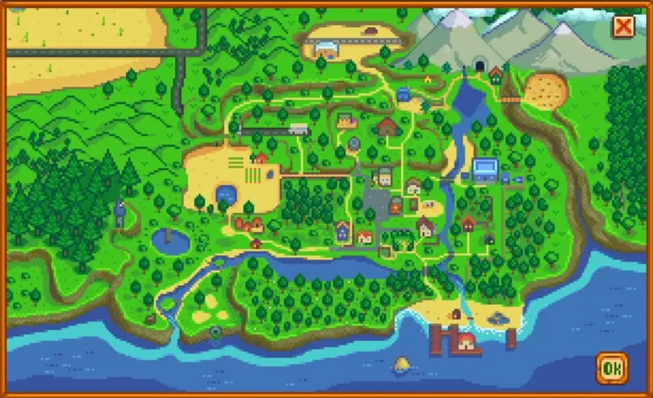 Map of Stardew Valley