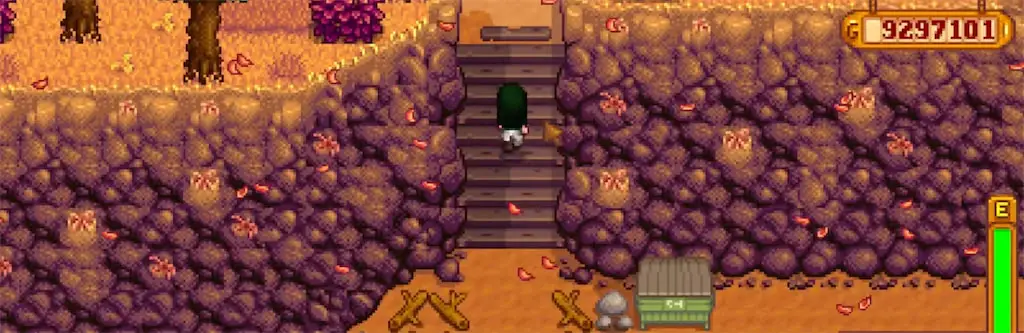 A screenshot of the summit area unlocked after achieving 100% perfection in Stardew Valley