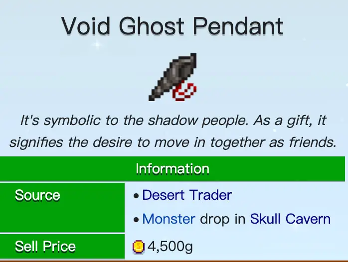 The Void Ghost Pendant item in Stardew Valley