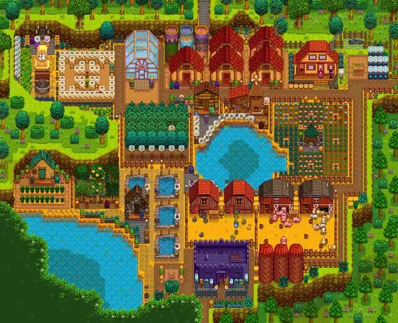 A layout image for the Wilderness Farm in Stardew Valley