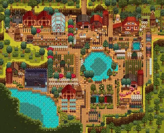 A second layout image for the Wilderness Farm in Stardew Valley