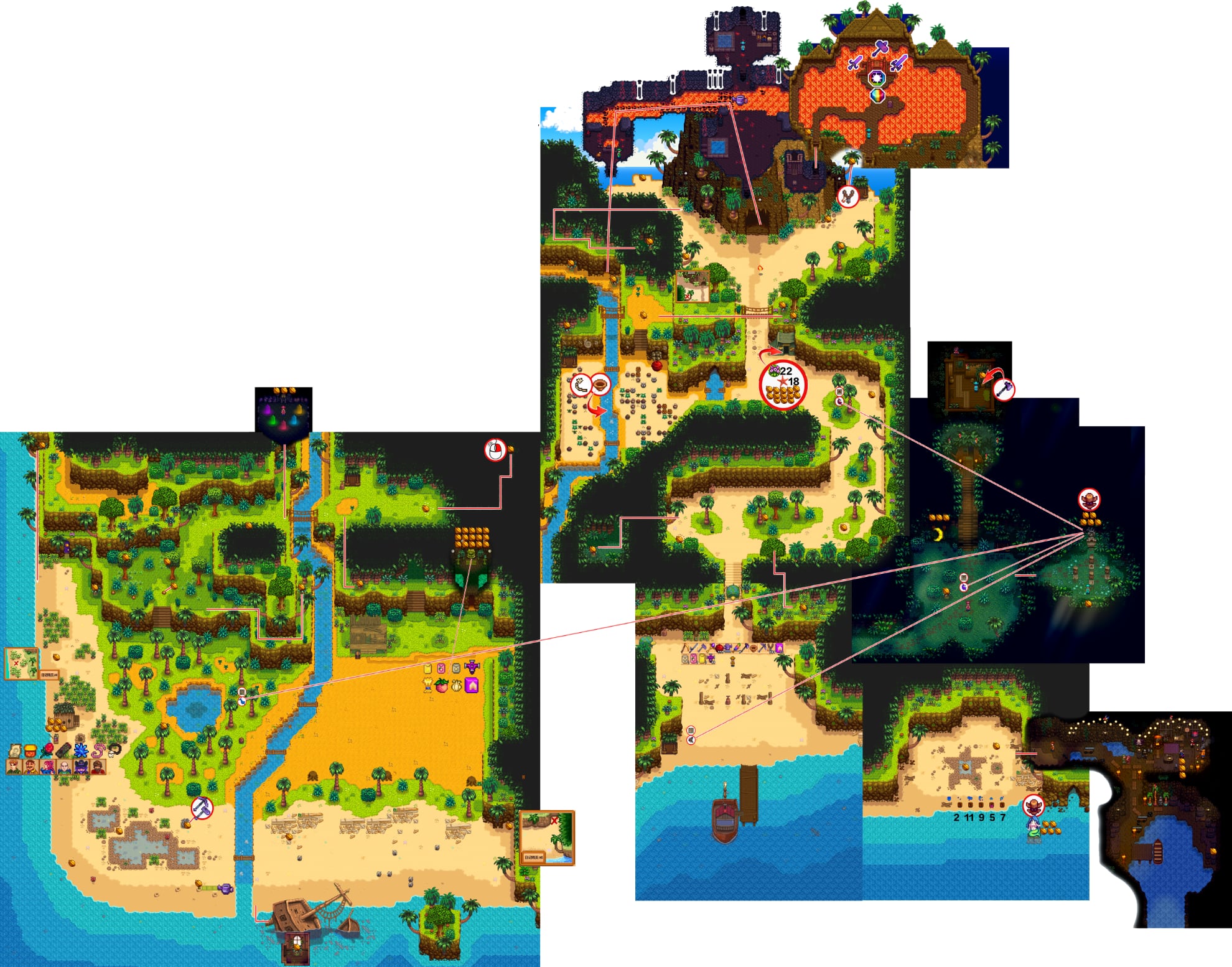 ginger island map All Locations